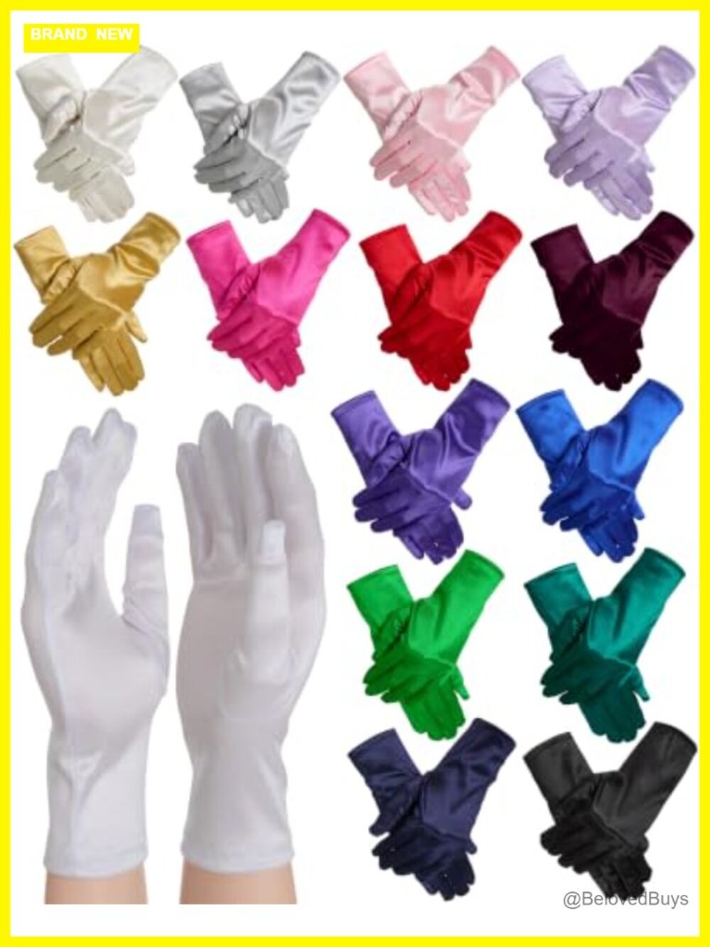Satin Gloves 16 Pairs Women Tea Party Opera Dress Formal